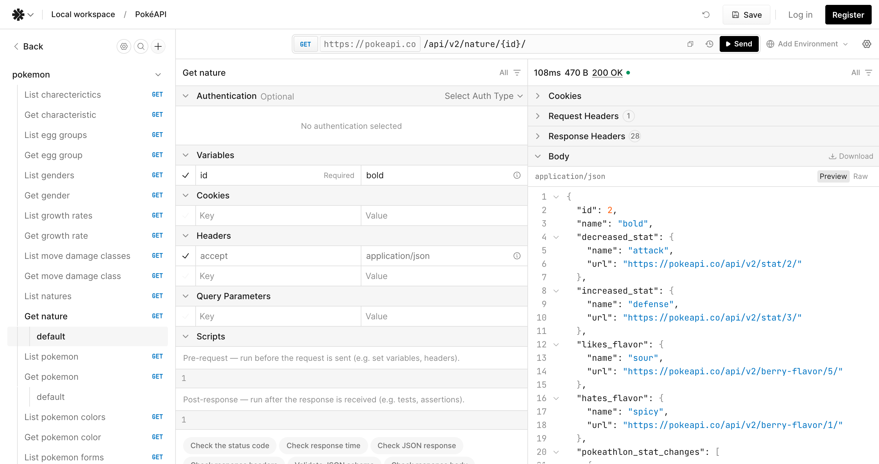 The Scalar API client with an imported OpenAPI document, showing a sent request and its response